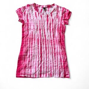 District Pink and White Tie-Dye Short Sleeve Tee